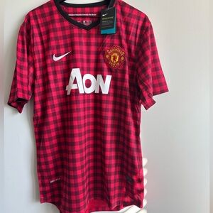 Nike Red Checkered Manchester United Jersey
